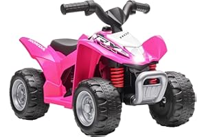 AIYAPLAY Quad Eléctrico para Niños de 18-36 Meses con Licencia Honda Vehículo Eléctrico a Batería 6V Infantil con Faros LED Bocina Velocidad de 2,8 km/h y Avance 65,5x38,5x43,5 cm Rosa