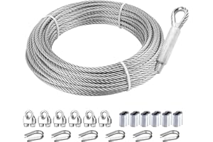 hannger 5 mm Stainless Steel Wire Rope, 46M 7x19 Strand Wire Rope, 3/16 Stainless Steel Aircraft Cable for Heavy Duty Applications, Zipline Cable, Zip Wire Kit for Garden, Deck Railing