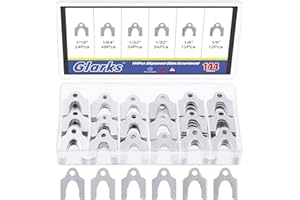 Glarks 144Pcs 1/16" 1/64" 1/32" 1/8" Universal Body Shim Assortment Kit, 4 Size Universal Auto Alignment Body Shim for Adjusting Body Parts or Camber Alignment