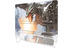Nkddert MTG Playmat, Playmats for MTG TCG 24" x 14" Stitched Edges Play Mat with Free Storage Bag for Cards Game Play Waterproof Battle Board Game Fire Dragon MTG Playmat with Zones
