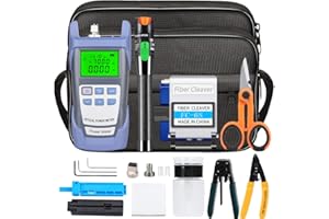 LIAYTRSS FTTH Kit Outils Fibre Optique avec Cliveuse Fibre Optique FC-6S, Localisateur Visuel de Défauts 30mW 30KM, CFS-3 Pince à dénuder et Ciseaux Kevlar, Photomètre Fibre Optique