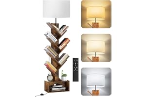 OUTONLIFE 6 Tier Tree Bookshelf with Light & Remote, Small Bookcase with Storage Cabinet, Modern Narrow Corner Bookshelves Organizer, Tall Floor Standing Book Shelf for Bedroom, Living Room, Office