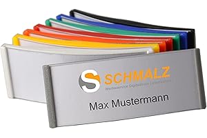 ‎SCHMALZ WERBESERVICE Schmalz Werbeservice 10 Stück Kunststoff Namensschild 75x30mm versch. Farben ABS-Kunststoff Nadel/Magnet (Silber-grau)