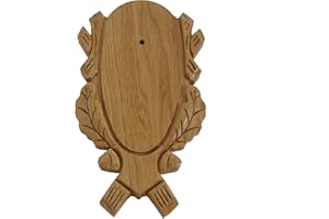 GTK - GEWEIHE & TROPHÄEN KRUMHOLZ 1 targhetta con cervo intagliato a forma di trofeo chiara.