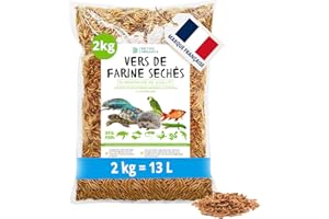 DETOX ORGANICA vers de Farine Séchés -2 kg = 13000ml-Nourriture pour Poissons, Oiseaux, Tortues, Hérissons, Rongeurs et Reptiles