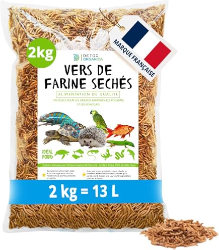 Vers De Farine Séchés 1.2 Kg - Friandise Pour Oiseaux, Reptiles, Rongeurs - Riche En Protéines - Naturel