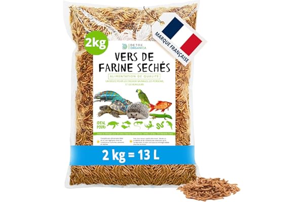 vers de Farine Séchés -2 kg = 13000ml-Nourriture pour Poissons, Oiseaux, Tortues, Hérissons, Rongeurs et Reptiles