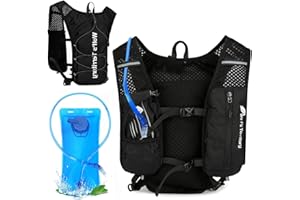 Exquilnova Running Vest Women with 2000ml Water Bladder,Waterproof Running Vests Mens,Lightweight Hydration Backpack,Black Cycling Backpack for Marathon Runner Gifts (Running Vest with Water Bladder)