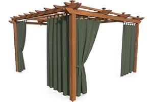 HOME DEKO Tenda da Giardino, Impermeabile, per Patio, Balcone, Pergola e Gazebo, Passanti con Chiusura in Velcro, Protezione da Sole, Pioggia e Vento, Verde Oliva, 220 x 155 cm, 2 Pezzi