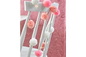 Talking Tables 2m LED Pom Fairy String Lights-Pretty Birthday Party Decorations for Girls Bedroom or Baby Shower, White, Pink, Salmon Pink/Multicolor