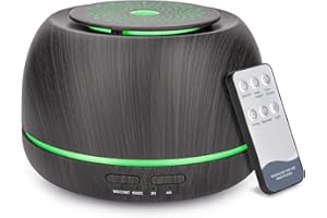 TAIGUCAT 300ML Essential Oil Diffuser with Remote Control, Mini Electric Aroma Diffuser with USB-C Power Cord, 4 Timers, 7 LED Color Changing Lights Cool Mist Air Diffuser for Small Room, Bedroom Home