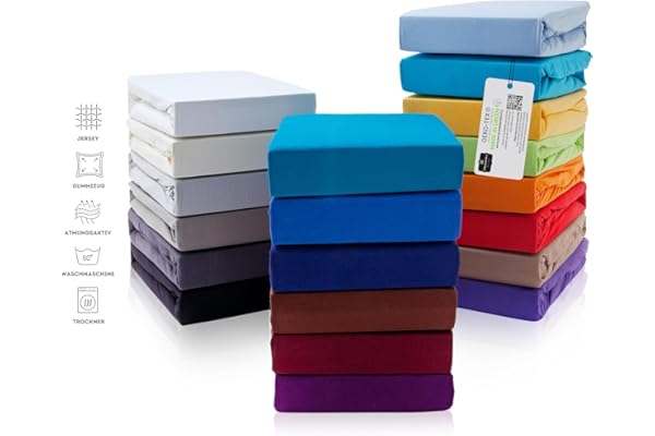 Hometex Premium Textiles Drap Enfant de Jersey Drap-Housse | Drap bébé de Jersey 100% Coton | ÖKO-TEX Standard 100 | 60 x 120 cm à 70 x 140 cm en Rouge