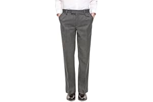 EX M&S Boys Black& Grey Slim Fit Skinny School Trousers Elastic Adjustable Waist 2-16 Yrs