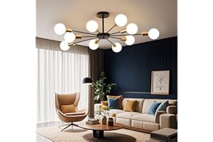 YHTlaeh Lampadario Soffitto Industrial Forma DIY Plafoniera E27 Moderno Lampada da Soffitto in Ferro Vintage per Camera da letto Soggiorno Cucina Corridoio (Nero+Oro, 10T)