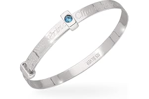 DV DOLCE VALENTINA Children's Bangle, Prince Charming Bangle with Blue Stone, 925 Sterling Silver Boy Bracelet 0-1yrs