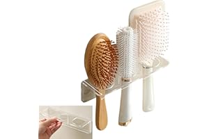 KICDER Wall Mounted Acrylic Hair Brush Holder with Adhesive, 3 Holes (1.34-1.57 In) for Bathroom Hair Tool Organizer, Comb and Hot Tool Holder. Transparent - Remove Film Before Use