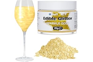 HOMY ARTY Edible Glitter - Gold Colours x 20g, Luster Dust Edible for Drinks, Cocktails, Vegan Drink Glitter, Edible Gold Paint for Cakes, Chocolate, Candy