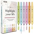 LEBENSKOMPASS® Textmarker Set mit Klick-Technologie - Highlighter Pen Set mit 6 leuchtenden Farben - Pastell Textmarker mit K