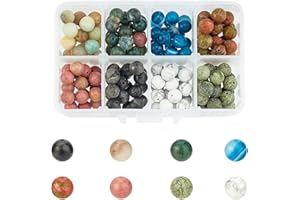 Nbeads 160 Pz Perline di Pietre Preziose Naturali, Perline Rotonde Sciolte Tinte e Non Tinte Miste Da 8 mm per Gioielli Fai Da Te con Collana di Bracciali, Foro: 1 mm