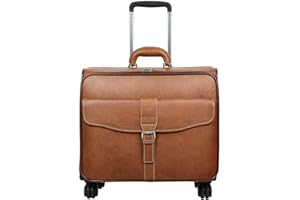 Leathario Męska skórzana torba podróżna na kółkach, skórzana torba podróżna, wózek (brązowa), Brązowy1, L