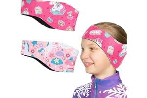 ZOUWEL 2PCS Banda de Natación,Banda Deportiva impermeable de Neopreno Con Cierre de Velcro para Niños y Niñas, Diademas de Natación con Protección para Los oídos para Nadar y Ducharse (B, M)