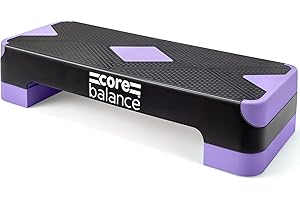 Core Balance Exercise Step 2 Level Height Adjustable 10cm/15cm, Aerobic Stepper for Home Gym, Fitness Training, Cardio, Weights, Yoga, Workout, Non Slip Platform & Feet (L69cm x W28cm x H10/15cm)