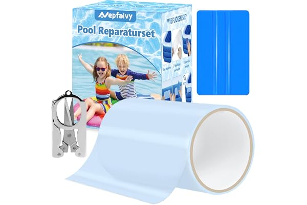 Nepfaivy Kit Reparation Liner Piscine - Rustine Piscine Étanche Flexible PVC 10 x 150 cm, Ruban Adhésif Réparation Piscine pour Spa Gonflable, Piscine, Piscine Enfant, Bouee Matelas Gonflable, Tentes