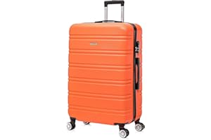 FLYMAX 24" Medium Super Lightweight ABS Hard Shell Travel Hold Check in Luggage Suitcase with 4 Wheels Trolley Bag Orange