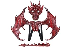 YushengTai Drakdräktsset – 3D-drakvingar och draksvans med mask – halloween dino cosplay kostym för pojkar och flickor – PU-s