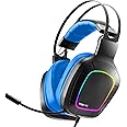 Nitho TITAN PRO 7.1 Surround Gaming Headset with Cardioid Microphone for PS5, PS4, PC, Laptop, Over-Ear Stereo Wired Gaming Headphones with RGB LED Light, 3.5 mm Audio Jack, 50 mm Drivers - Blue…