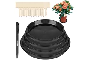 GHVACZS 16 sztuk podstawek pod doniczkę, plastikowe podstawki, okrągłe podstawki pod doniczki, z etykietami na rośliny, markery, do roślin wewnętrznych i zewnętrznych