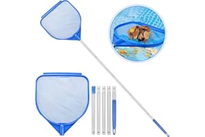 Huarsion Pool Kescher, Kescher Pool Reinigungsset Poolkescher Laubkescher mit Alu Teleskopstange Pool Zubehör Feinmaschig Pool Skimmer Netz Kescher für Pool, Teich, Whirlpools, Brunnen, Spas