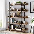 GIANTEX Scaffale A 4 Livelli 56x34x138 Cm - Libreria Industriale In Metallo E Legno, Ripiano Multiuso Per Soggiorno, Cucina, Balcone - Rustico/Grigio
