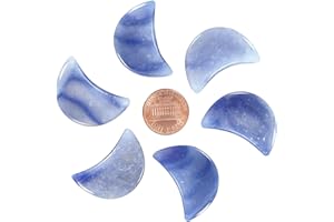 mookaitedecor Set of 5 Blue Aventurine Moon Healing Crystal Pendants for Jewellery Making, Semi Precious Moon Shaped Palm Worry Stones for Anxiety Stress Relief Tumbled Pocket Stone Desk Decor