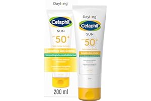 ‎CETAPHIL CETAPHIL SUN Sensitive Gel-Creme SPF 50+, 200ml, Sonnencreme für empfindliche, zu Sonnenallergie und Mallorca-Akne neigende Haut, Extra leichter, fettfreier Sonnenschutz, Frei von Parfüm & Emulgatoren