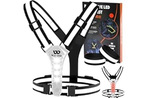 West Biking LED Reflective Running Vest, USB Rechargeable Running Lights for Runners, Elastic Adjustable Reflective Running Gear, High Vis Running Vest with Armbands for Walking Running Cycling