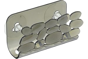 INTERDESIGN iDesign 62363 Pebblz Sink Storage Basket, Suction Cup Sink Caddy for Sponges and Soap, Made from Plastic, Pebbles Design, Graphite, 5.08x11.938x12.954 cm