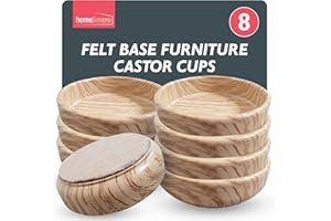 SOL 8pk Felt Base Furniture Castor Cups Non Slip Floor Protectors for Chairs Tables and Sofas Reducing Scratches and Marks on Wooden Laminate and Hard Surfaces for Home Use