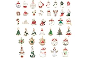 FAYEMINT 40 Pezzi Christmas Fascino del Pendente, Ciondoli di Natale Lega, Ciondoli in Oro Smaltato, per Collane, Bracciali, Cerniere, Portachiavi, Design Artigianale Fai-Da-Te