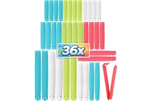 COM-FOUR® 36x förslutningsklämmor av plast, förslutningsklämmor i olika storlekar och färger, fryspåsklämma och påsklämmor fö
