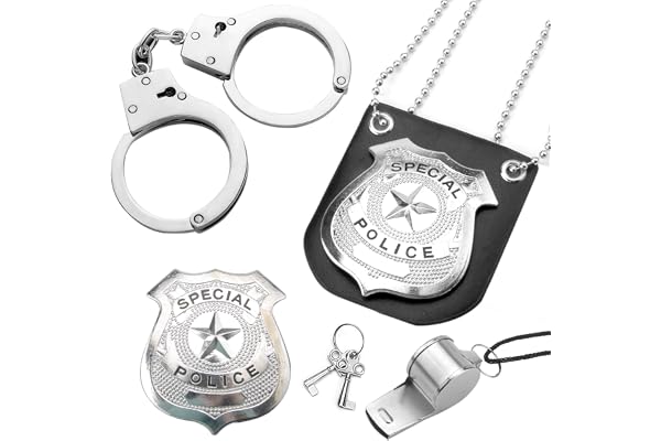 XRVRILE Handbojor polis äkta stålset, handbojor barn polis tillbehör barn för cosplay kostym