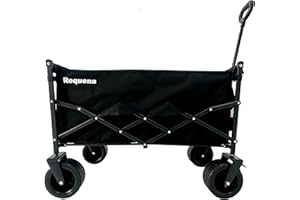 Requena Folding Wagon with Wide Wheels – Portable Trolley for Camping, Beach, Garden, Picnic, Fishing & Shopping – Adjustable Handle, 330lb Heavy-Duty Foldable Cart on Wheels, C-2402 Black