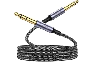 MOSWAG Gitarrenkabel 3M, Instrumentenkabel Stereo 6,35mm TRS, Klinke 6,3mm auf Klinke 6,3mm, Nylon-Geflecht, rauschgeschirmt, für Gitarre, Verstärker, Bass, Keyboard, Effektpedale