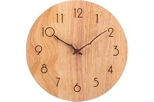 ACCSHINE Zegar ścienny z drewna dębowego, bez tykania, cichy, 30 cm, kwarcowy, duży, łatwy do odczytania, do pokoju, domu, kuchni, sypialni, biura, szkoły