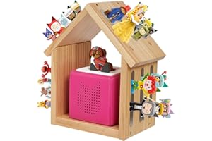 ‎GIEANOO Gieanoo für Tonie Regal, Hausform Tonie Aufbewahrung Regal für 20-24 Zeichen hölzerne Wand schwebende Regale für Mädchen und Jungen