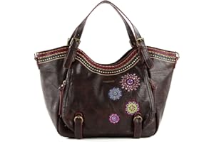 Desigual Borsa a Tracolla in Poliuretano, Shoulder Bag Donna, Marrone, OneSize