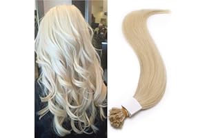 Silk-co Extension Capelli Veri Cheratina #60 Biondo Platino 50 ciocche Extension Keratina Capelli Umani Brasiliani 0.8g/ciocca 40g/pacchetto