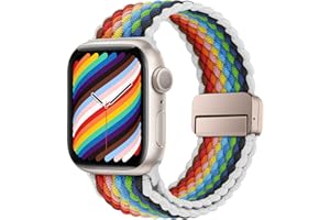 HITZEE Kompatybilny z paskiem do zegarka Apple Watch 49 mm, 45 mm, 44 mm, 42 mm, 41 mm, 40 mm, 38 mm, nylonowy, elastyczny, pleciony pasek, magnetyczne zapięcie, zaprojektowane do Apple Watch Ultra 2,