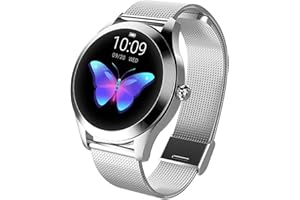 GFFTYX AIMU Smart Watch KW10, Round Touch Screen IP68 Waterproof Smartwatch for Women, Fitness Tracker with Heart Rate and Sleep Pedometer, Bracelet For IOS / Android ( Color : Silver )