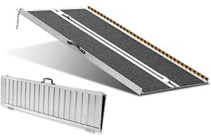 VEVOR Rampe pour fauteuil roulant, capacité 363 kg, rampe de seuil pliante portative en aluminium antidérapant 121,92 cm pour scooter, personnes handicapés, marches, maison, escaliers, portes, bordure